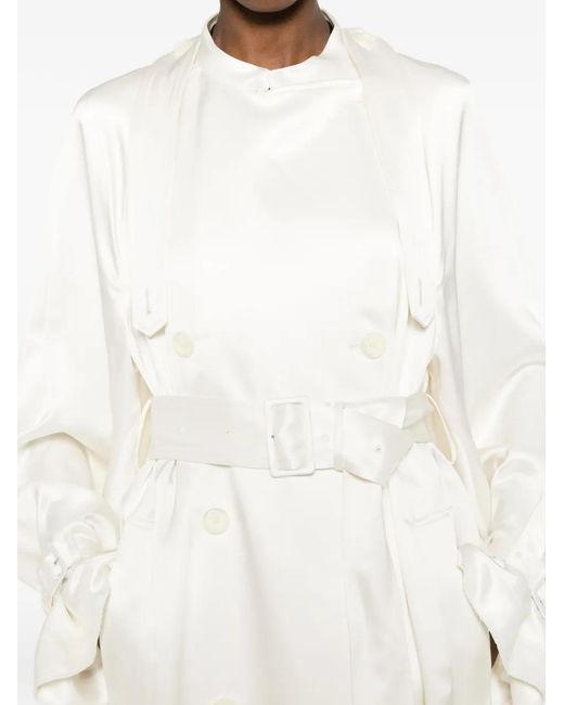 Totême  White Draped Satin Trench Off