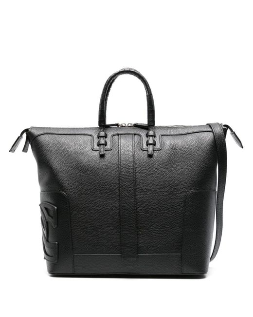 Casadei Black C-style Leather Tote Bag