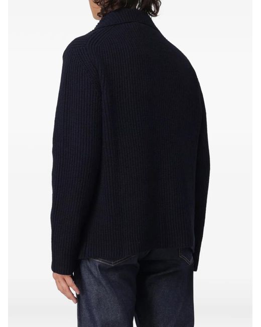 Brooksfield Blue Button-Down Wool Cardigan for men