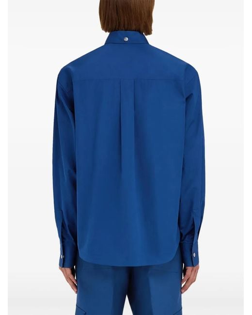 Ferragamo Blue Button-Down Collar Shirt for men