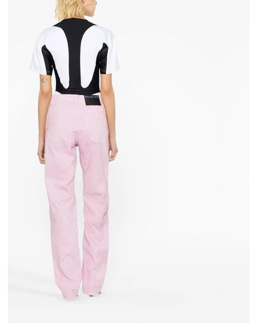 Mugler Pink Spiral-Seam Trousers