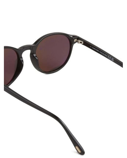 Tom Ford Black T-Motif Round-Frame Sunglasses for men