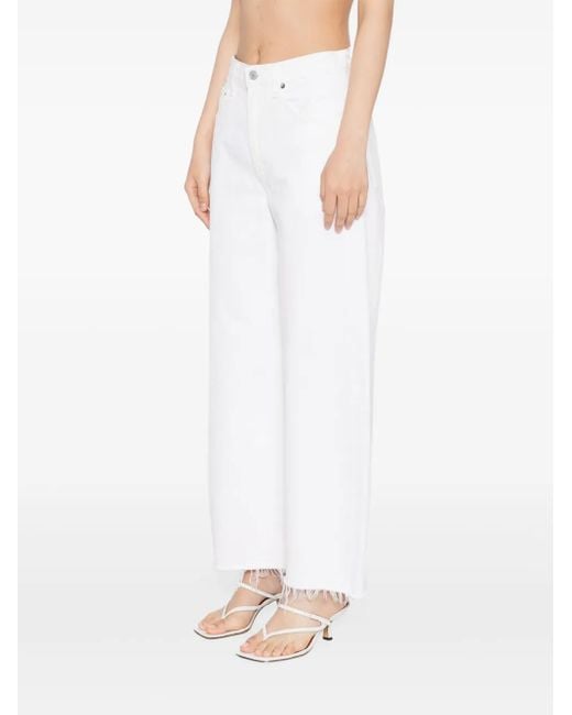 Agolde White Low Curve Fray Jeans