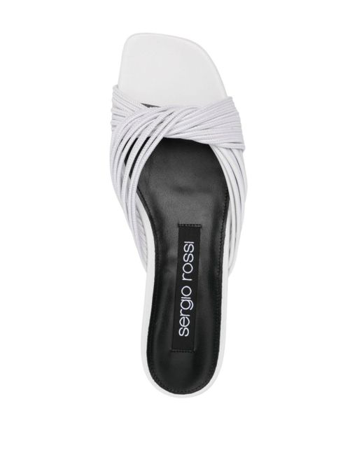 Sergio Rossi White Twisted Leather Flat Sandals