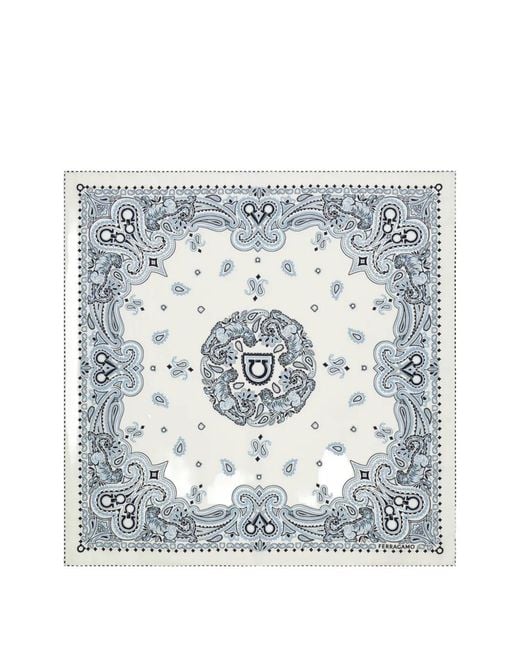 Ferragamo Gray Arabesque-Print Silk Scarf