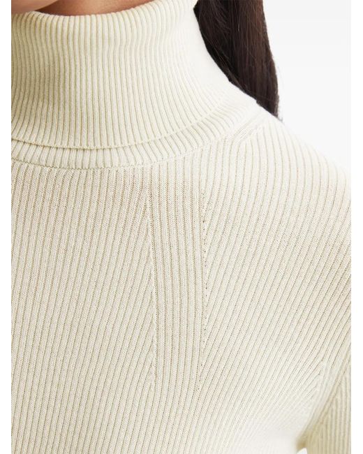 Marc O' Polo White Ribbed Turtleneck Top