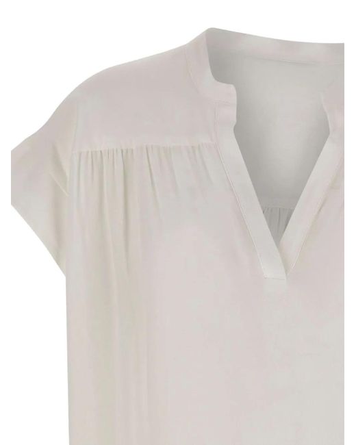 Kaos Gesmockte Flared Blouse in het White