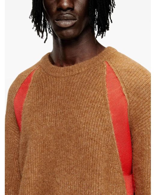 DIESEL Orange K-Lollo Ribbed-Panel Sweater for men