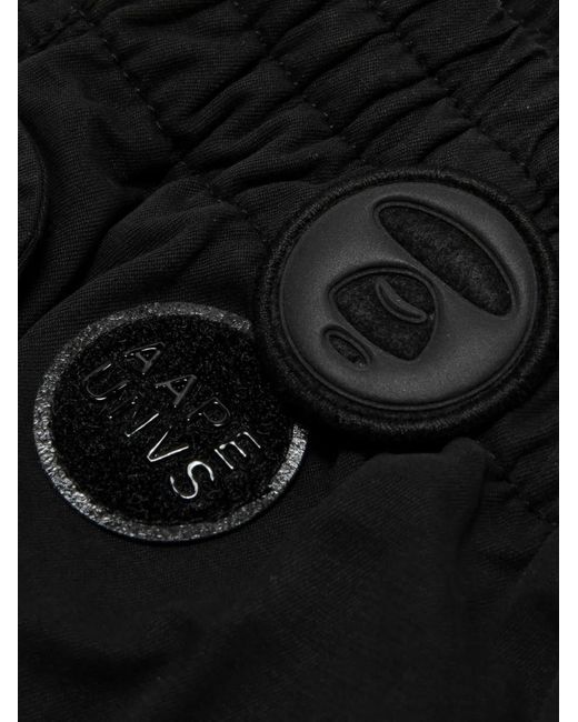 Aape By A Bathing Ape Black Moonface-Patch Drawstring Trousers for men