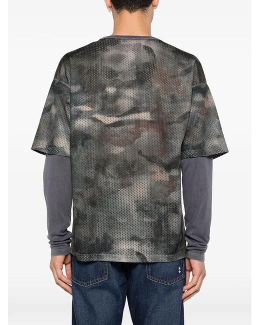 DIESEL Gray Micro-Embroidered Logo Crewneck T-Shirt for men