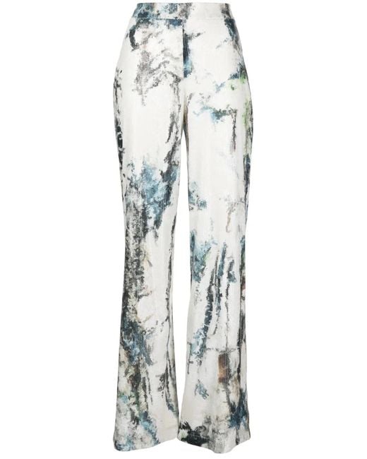 Saiid Kobeisy White Sequin Embellished Pants