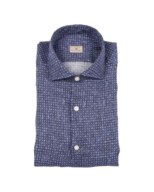 Sonrisa Blue Patterned Cotton Shirt for men