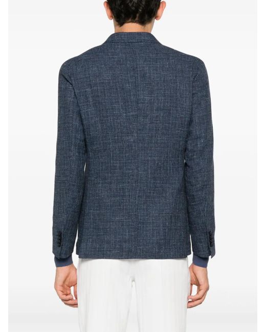 Tagliatore Blue Peak-Lapels Double-Breasted Blazer for men