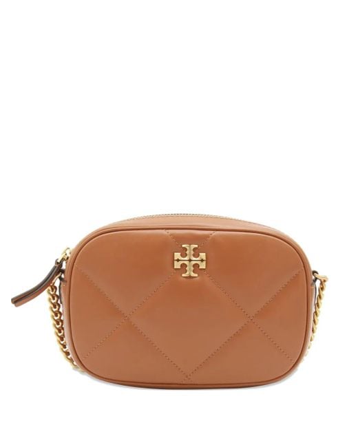 Tory Burch Brown Quilted-Pattern Chain-Strap Mini Bag