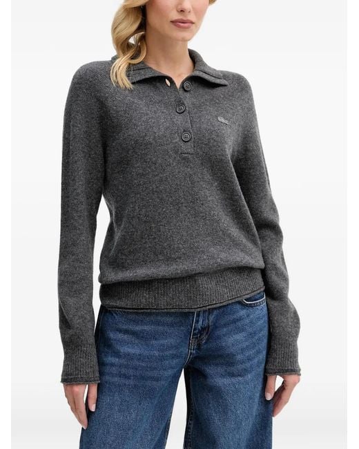 Lacoste Gray Button Sweater