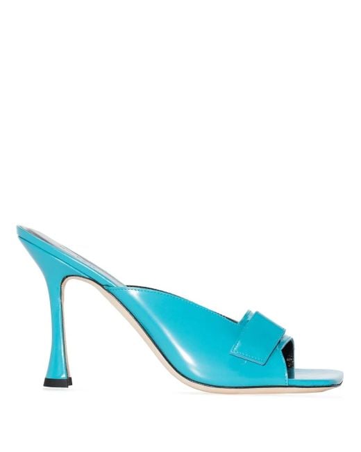 By Far Blue Open-Toe Stiletto-Heel Sandals