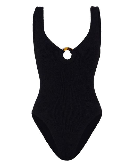Hunza G Black Celine Ring-Detail Swimsuit