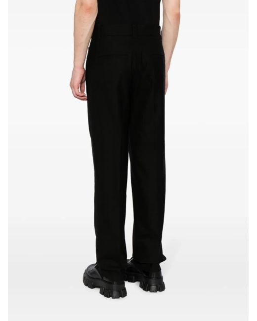 Feng Chen Wang Black Lambs Wool Straight-Leg Trousers for men
