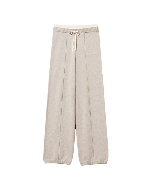 Twinset White Knit Trousers With Drawstring