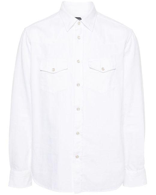 Tom Ford White Western-style Panelled Cotton Shirt for men