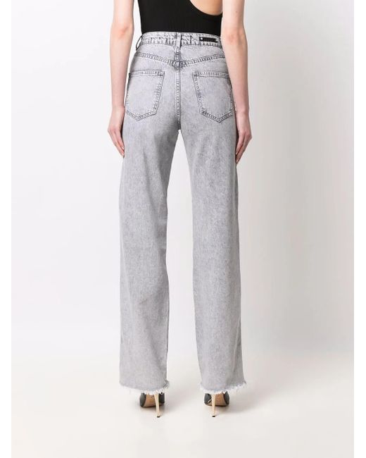 Philipp Plein Gray Crystal-Embellished Wide Jeans