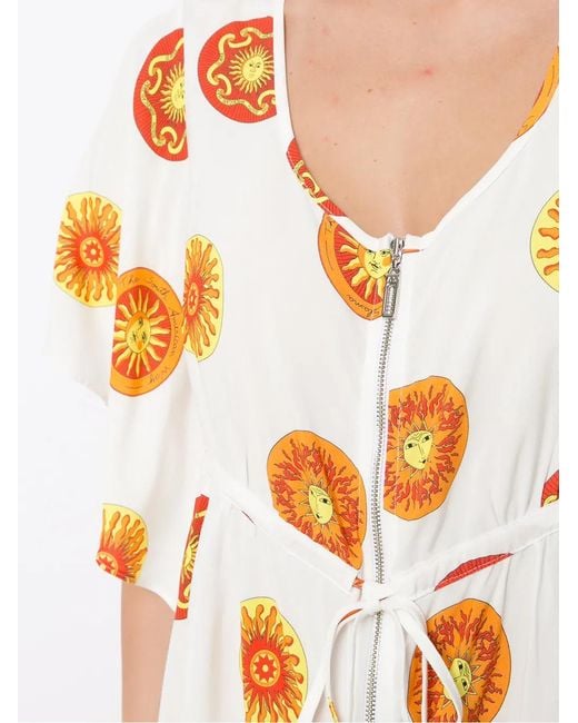 Amir Slama Orange Tie-Fastening Printed Blouse