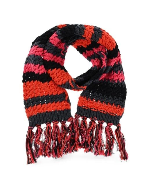 DSquared² Red Striped Fringed Scarf for men