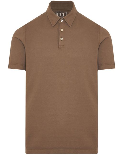 Fedeli Brown Alby Jersey Polo Shirt for men