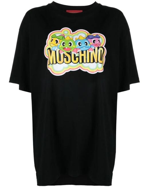 Moschino Black Cartoon-Print Organic-Cotton T-Shirt