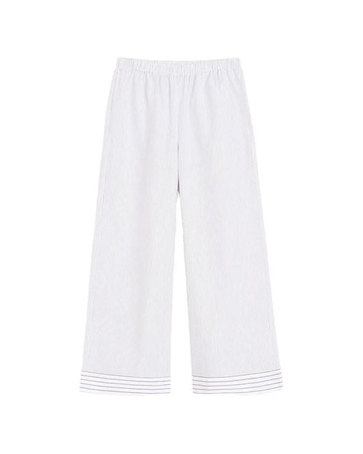 By Malene Birger White Mirabello Striped Trousers