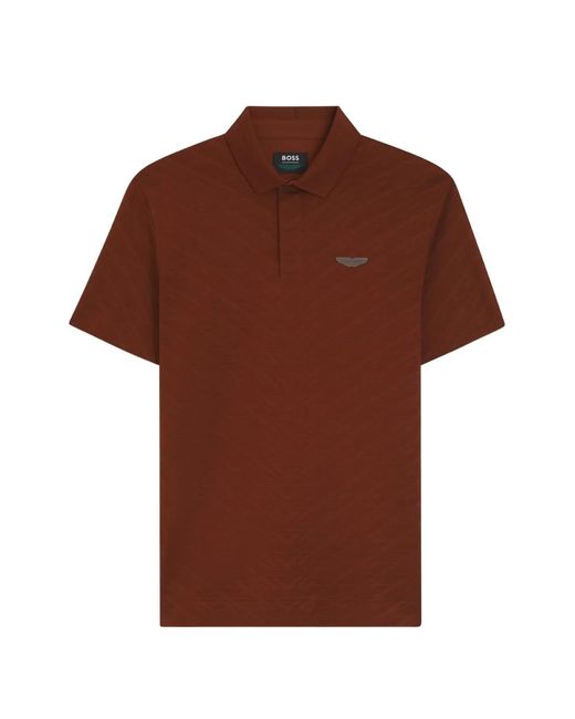 Boss Brown Logo-Plaque Polo Shirt for men