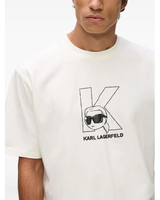 Karl Lagerfeld White Ikon K-Initial T-Shirt for men