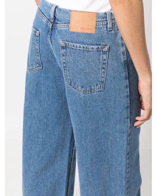 Magda Butrym Blue Logo-Patch Wide-Leg Jeans