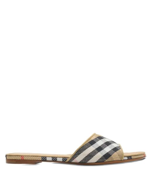 Burberry White Check Sloane Slides