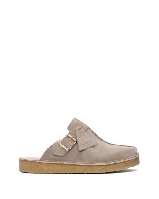 Clarks Brown Trek Calf Suede Flat Mules