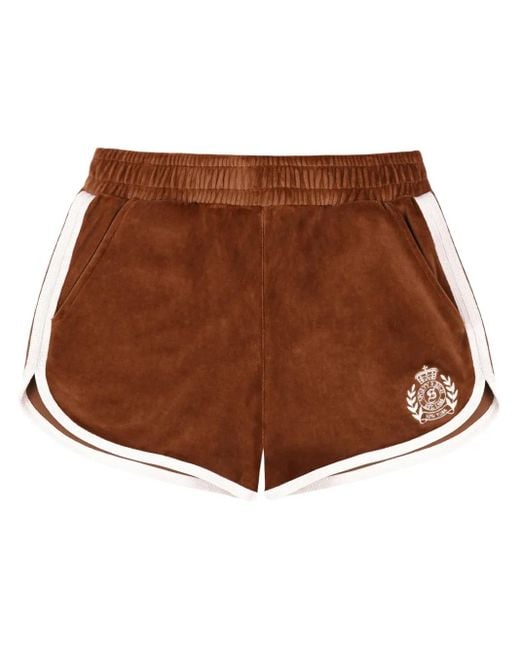 Sporty & Rich Crest ベロア ショートパンツ Brown
