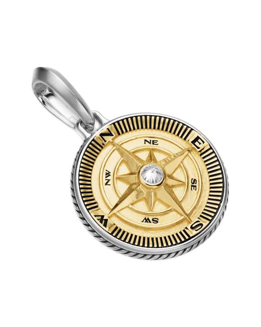 David Yurman Metallic 18Kt And Sterling Maritime Compass Diamond Amulet (29.5Mm) for men