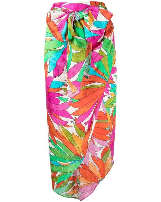 Ronny Kobo Silk Floral-print Wrap High-low Skirt | Lyst Australia