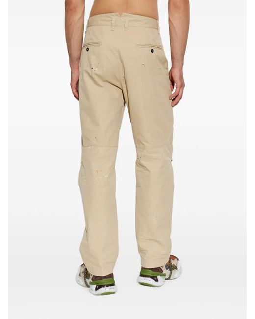 DSquared² Natural Paint-Splatter Distressed Trousers for men