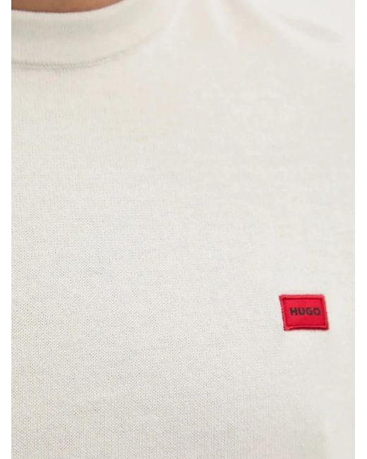 HUGO Blue Logo-Patch Crew-Neck Sweater for men