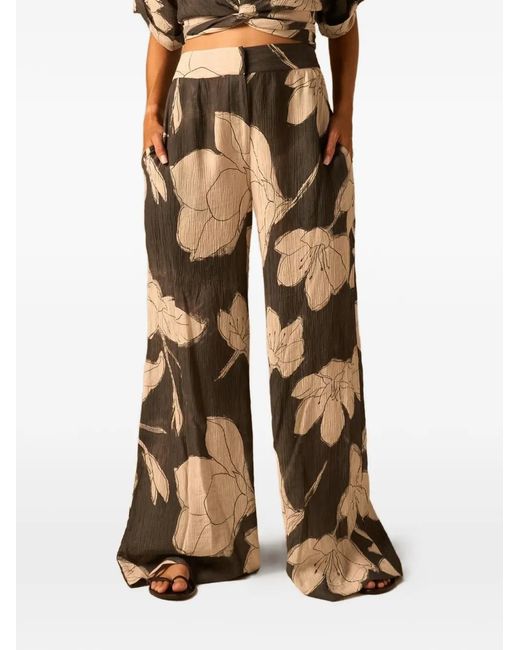 JBQ Natural Floral-Print Trousers