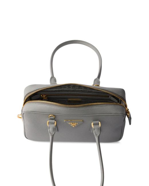 Prada Gray Small Saffiano Leather Top-Handle Bag