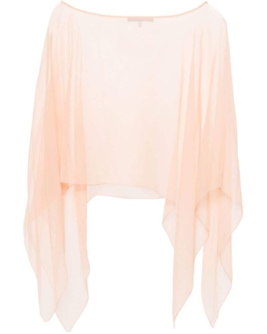 Alberta Ferretti Pink Silk Cape-design Blouse