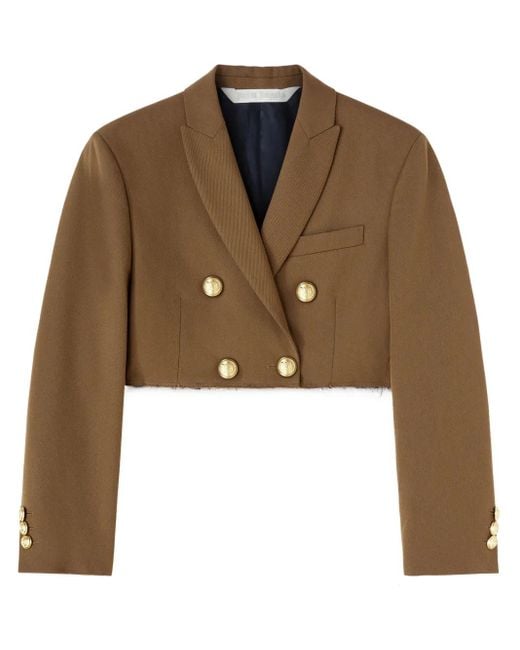 Palm Angels Brown Double-Breasted Cropped Blazer