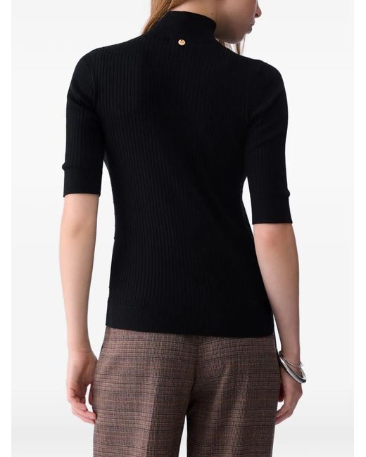 Liu Jo Black Wool Top With Rhinestones