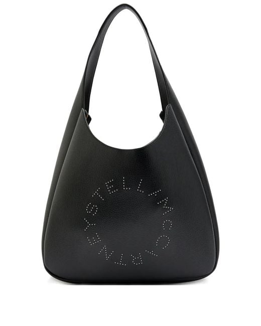Stella McCartney Black Logo Studded Shoulder Bag