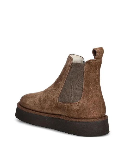 COPENHAGEN Brown Elastic-Panel Suede Chelsea Boots
