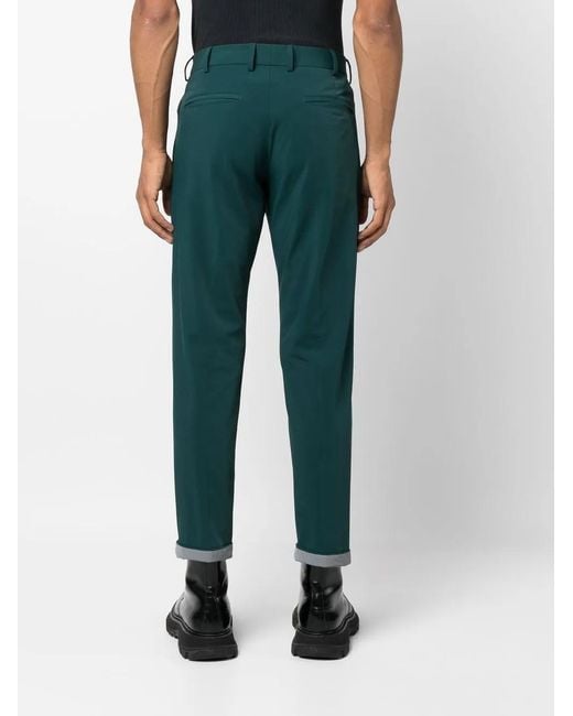 PT Torino Green Contrasting-Cuff Straight-Leg Trousers for men