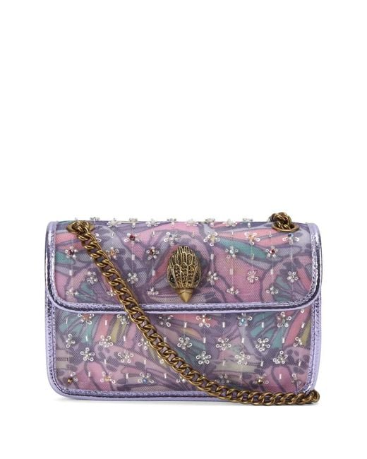 Kurt Geiger Purple Mini Kensington Butterfly-Print Crystal-Embellishment Shoulder Bag