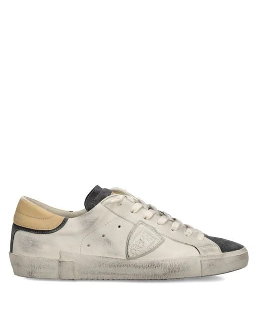 Philippe Model Natural Leather Low-Top Sneakers for men